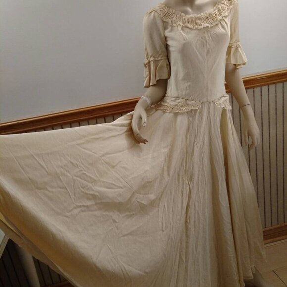 Vintage Wedding Dress Bridal Gown Faille Full Skirt Cream 34"B 27"W - Picture 9 of 11